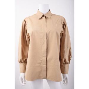 Massimo Dutti Womens Oversized Blouse Shirt Poplin US 4 EU 36 Tan 5100/556 NWT
